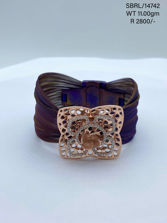 Sterling Silver Rose Gold Cuff Bracelet