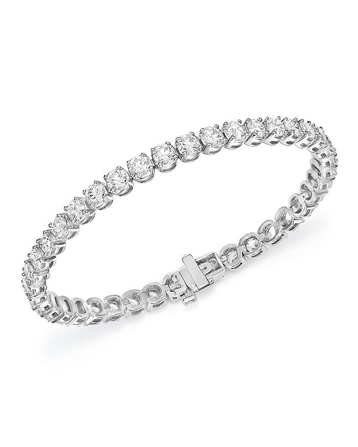 Tennis a Classic Round Diamond in a Row Sterling 925- Silver Bracelet
