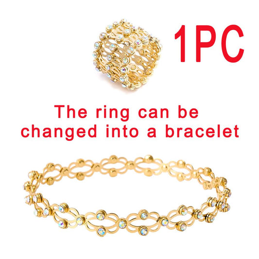 2 In 1 Magic Retractable Ring Bracelet Gold Sterling Silver 925
