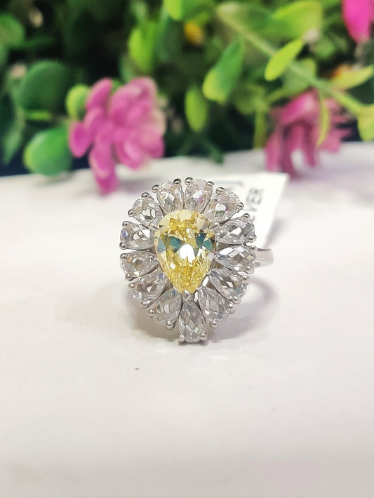 Ring Yellow sapphire with diamond Sterling Silver 925