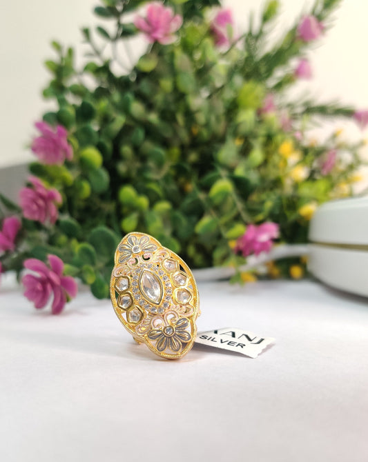 Gold Plated Silver Filigree Floral Sterling 925- Silver Ring