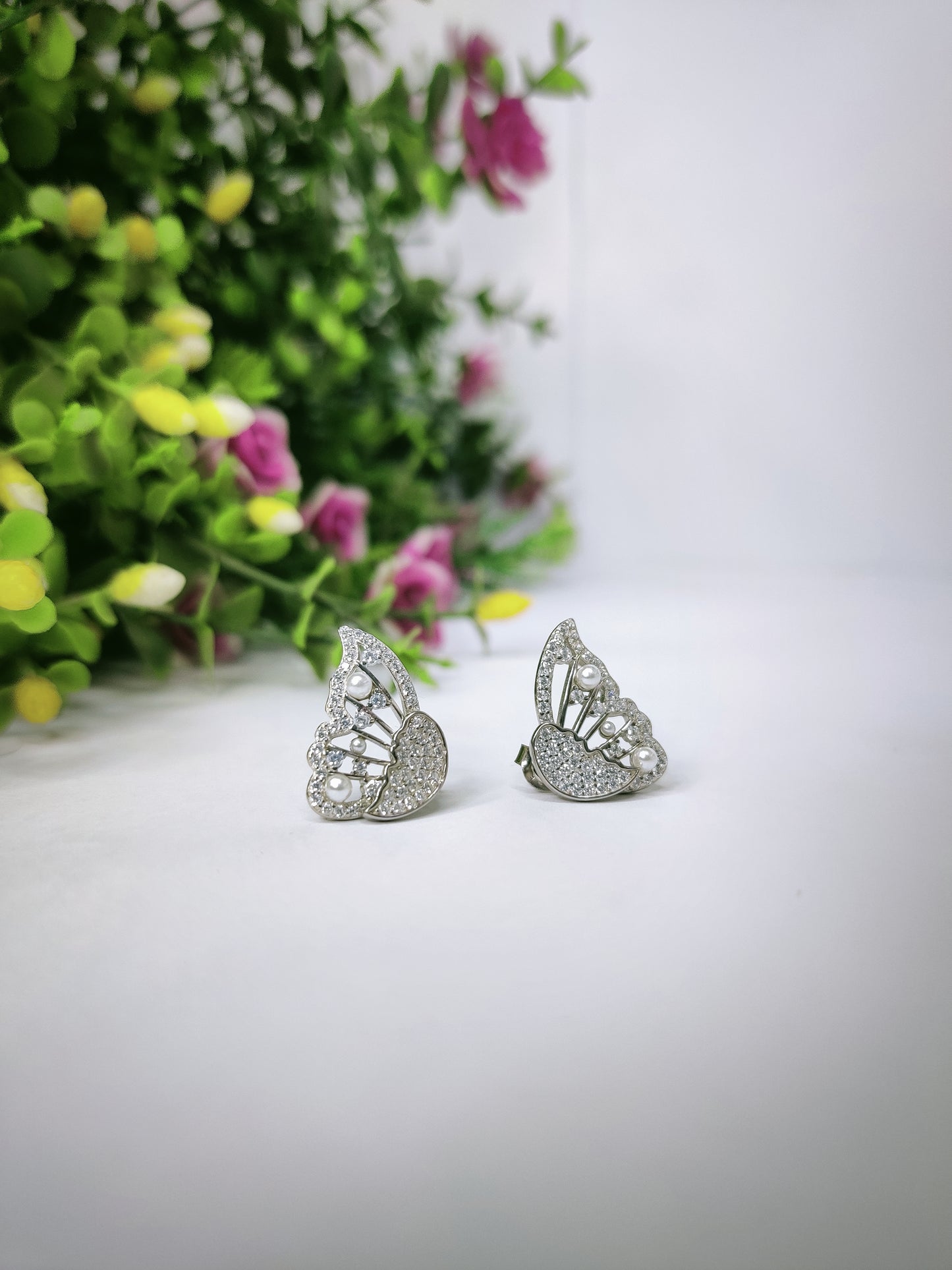 Silver Gentle Whisper Butterfly Pearl Sterling Silver 925-Earring