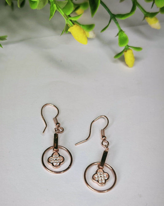 Clover with Circle Sterling Silver 925-Earring