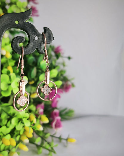 Clover with Circle Sterling Silver 925-Earring