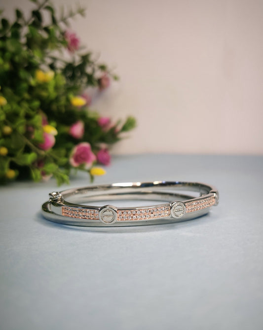 Cartier Love Bracelet With Brilliant Cut orange Diamond Sterling 925- Silver Bracelets