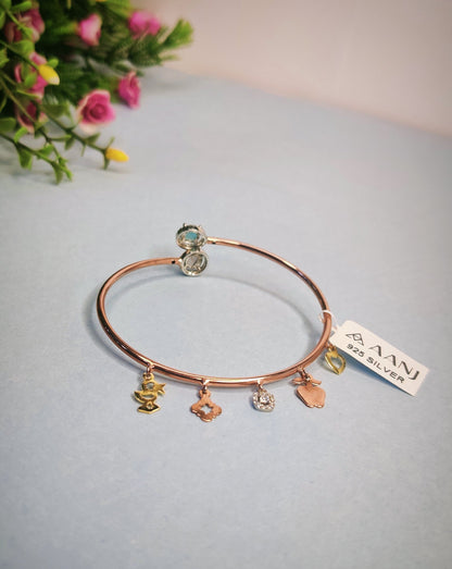 Rose Gold Bangel Bracelet With Charm's