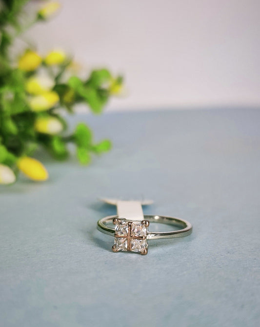 Princess Cut Rose Gold Ring With Dimond Sterling 925- Silver Ring