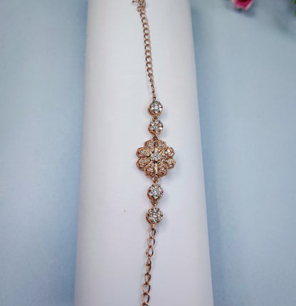 Rose Gold Floral Ecstasy Bracelet Made With Sterling 925- Silver