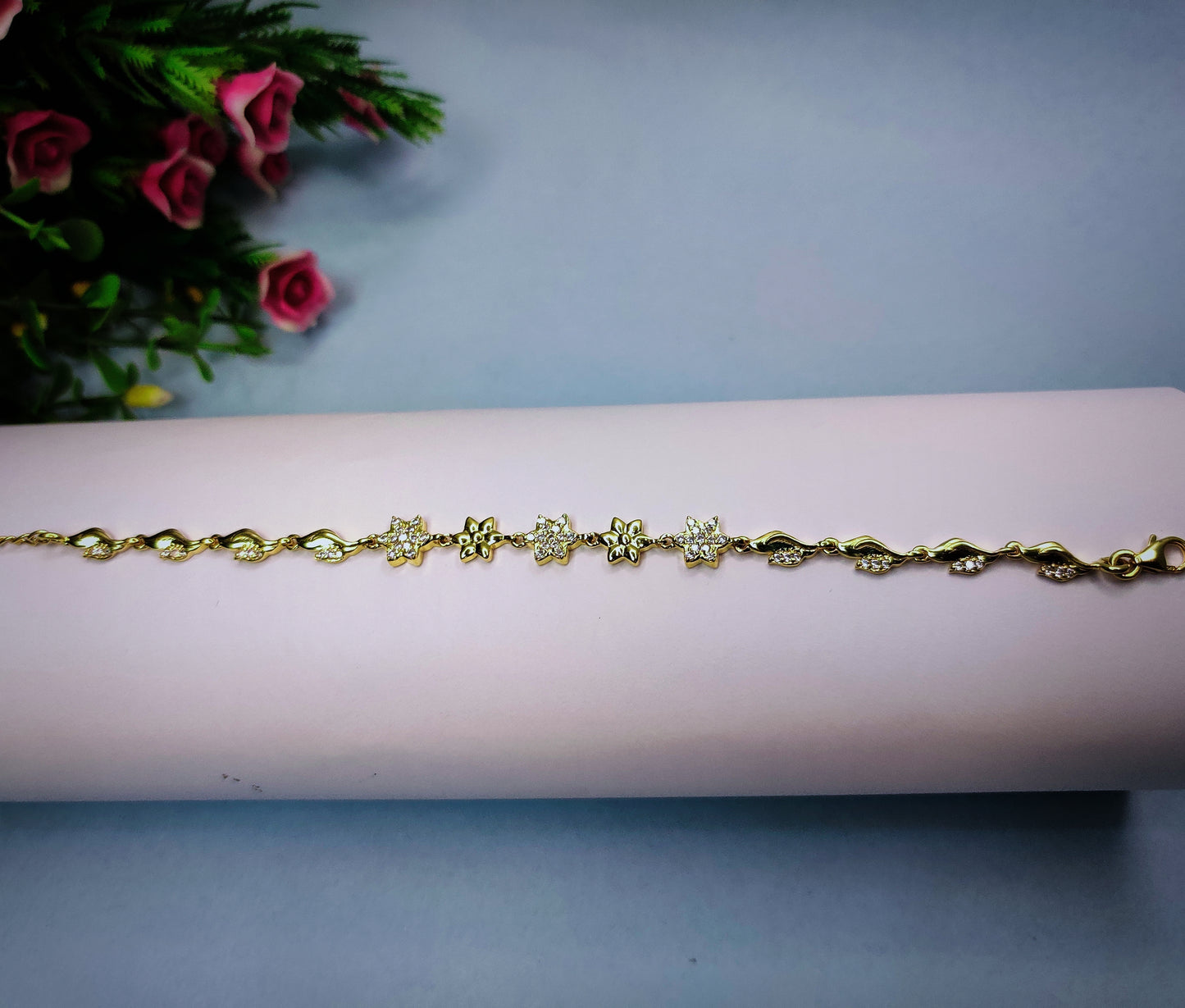 Gold Floral Bracelet Made With Sterling 925- Silver Bracelets