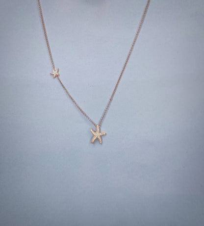 Minimalist Diamond Sea Star Necklace  Sterling Silver 925 Chain