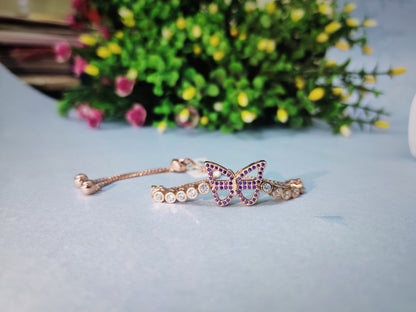 Elegant Stone Butterfly Rose Gold Bracelet With Diamond Sterling Silver 925