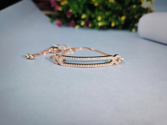 Diamond Studded Rose Gold Bracelet Made With Sterling Silver 925