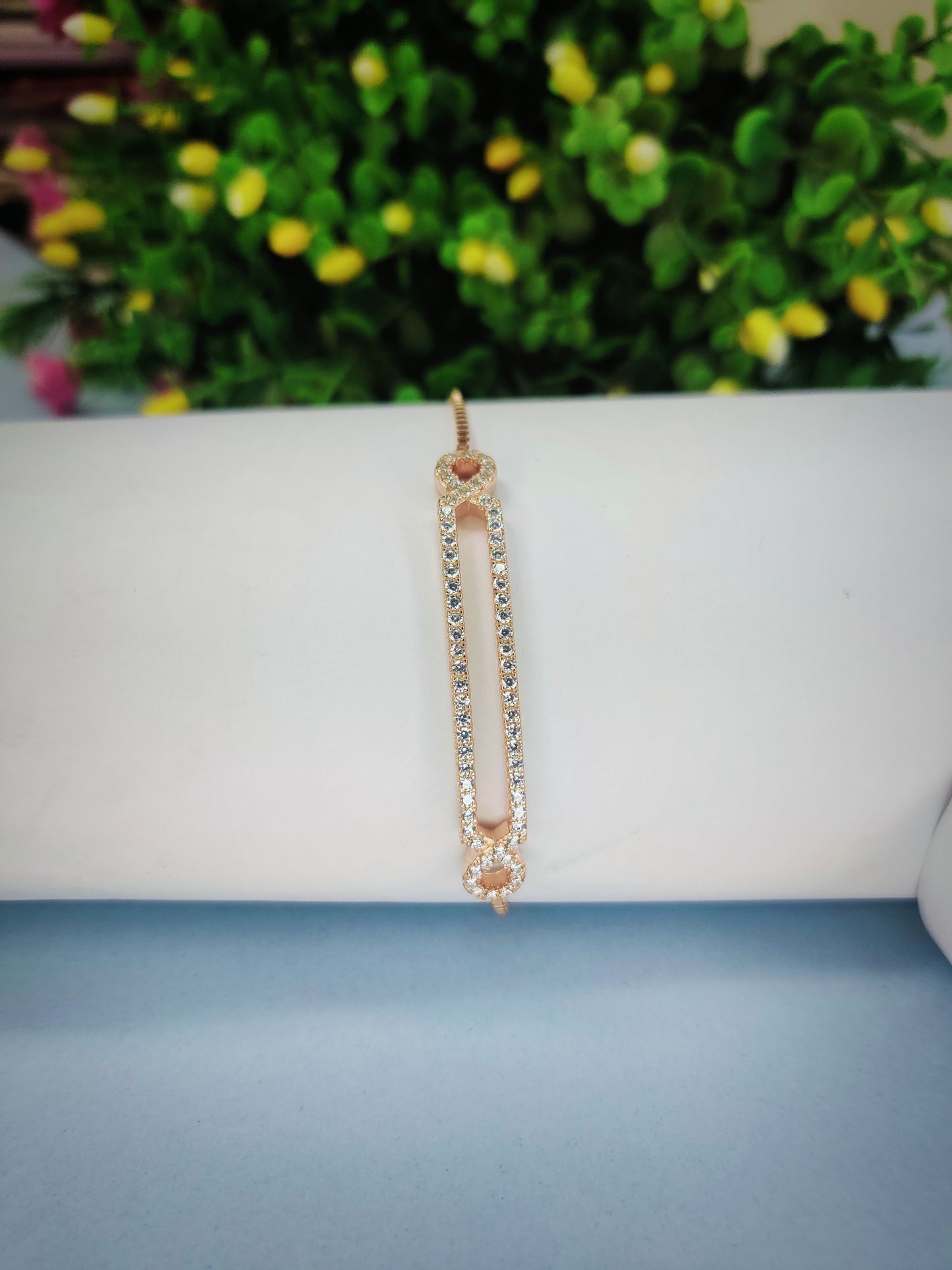 Diamond Studded Rose Gold Bracelet Made With Sterling Silver 925