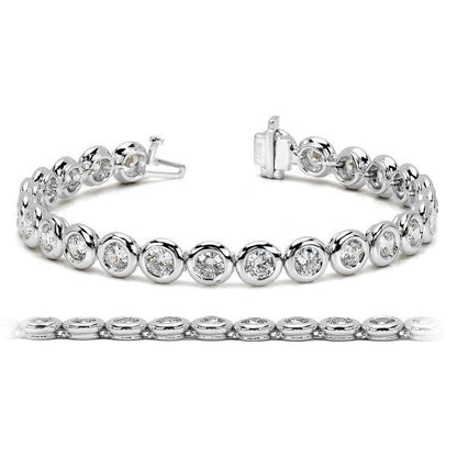 Tennis a Classic Round Diamond in a Row Sterling 925- Silver Bracelet