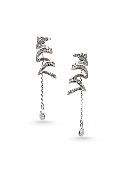 Spiral with silver chain Earrings 925 Sterling Silver