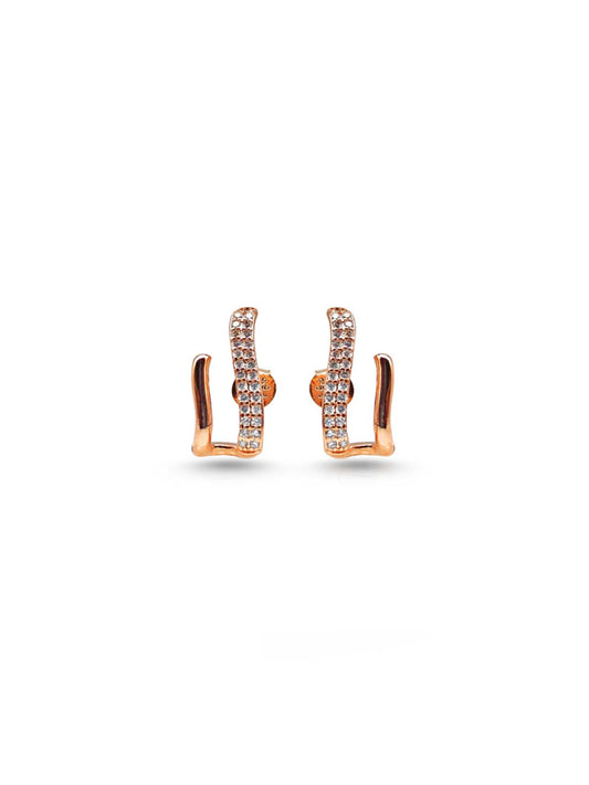 Double Stud J Hoops Earring Sterling Silver STPS/8038