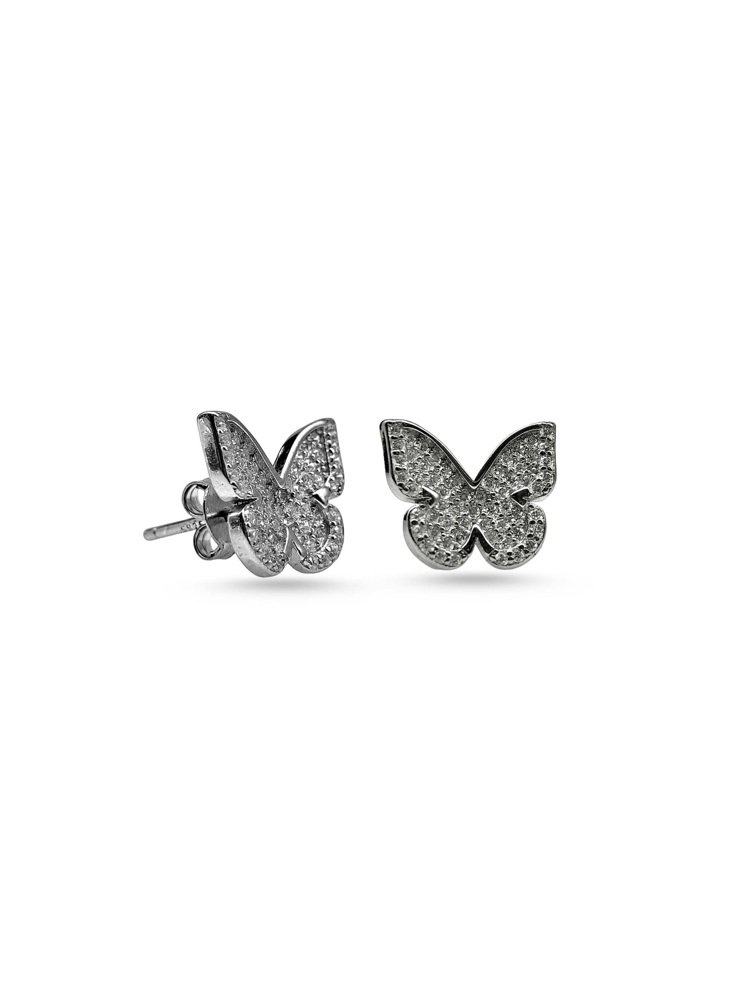 Butterfly Diamond Stud Sterling Silver 925-Earring