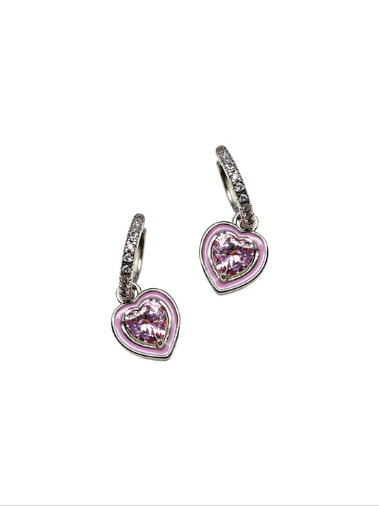 Heart Pink Diamond Sterling Silver 925-Earring