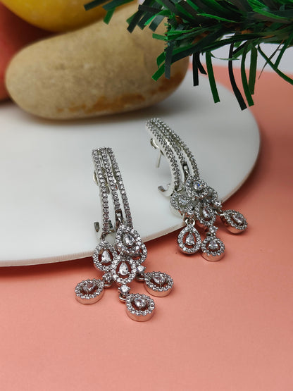 Swarovski White Zircon stones adding a dazzling sparkle Sterling silver earring