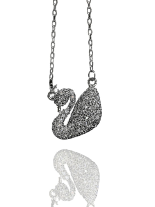 Zircon Stone Swan Chain Necklace in White Colour 925 Sterling Silver SCH/5532