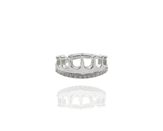 Crown Ring With Diamond Sterling Silver SLR92/5807