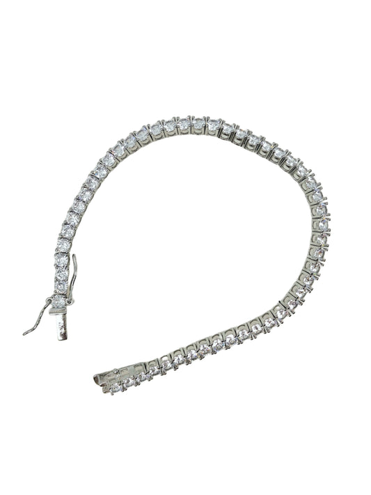 Tennis a Classic Diamond in a Row Sterling 925- Silver Bracelet